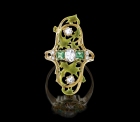 Jugendstil-Smaragd-Diamant-Ring mit Email