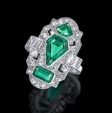 Art Déco Smaragd-Diamant-Ring