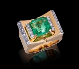 Vierzigerjahre Smaragd-Diamant-Ring